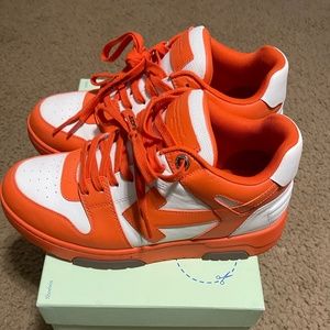 Orange and White Off White Sneakers